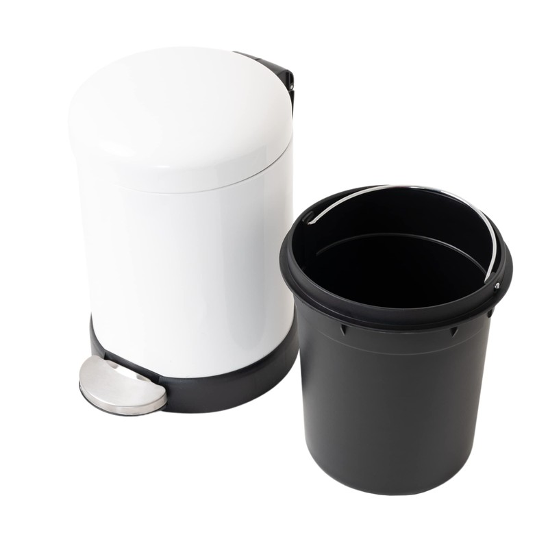FurnitureXtra™ Classic Style Powder Coated Soft Close Pedal Bin, Plastic