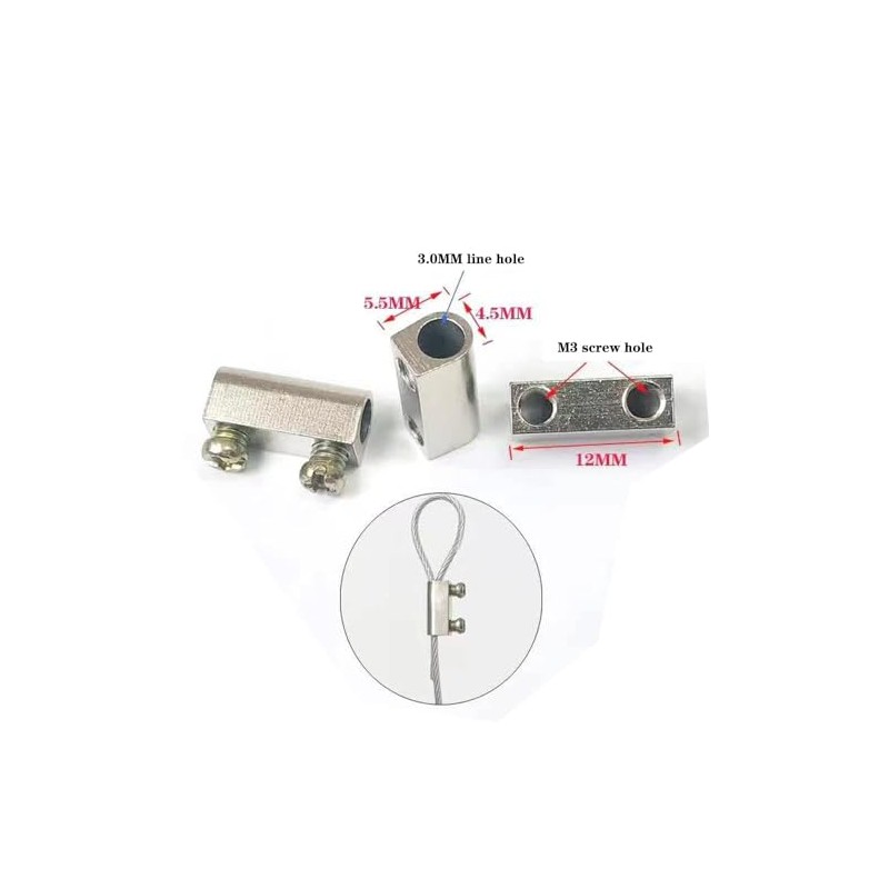 20Pcs Upgraded wire Rope cable clamps single/hole cable clamps (3.0mm