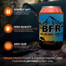 Blind Frog Ranch Can Coozie, Can Sleeve, Funny Drink Cooler, Drink Cover, Fun Beer Insulator