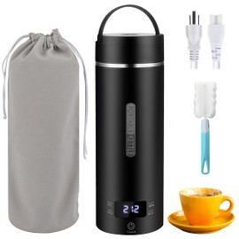 Travel Electric Kettle Portable Smart Small Hot Water Boiler Tea Coffee Heater 450ML, 316 Stainless Steel, 4 Temperature Control LCD Display Fast Boiling Water Auto Shut-Off Boil Dry Protection, Black