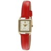Peugeot Ladies Mini Square Crystal Gold-Tone Dial Blood Orange Red