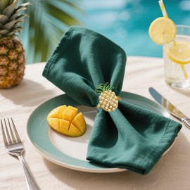 Servilleteros de frutas tropicales, servilleteros de piña, servilleteros de metal, ananas, anillos a granel para playa, boda, fiesta, decoración familiar, reuniones de banquetes