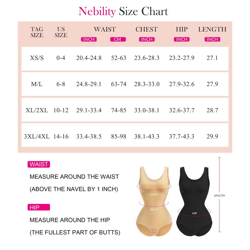 Nebility Womens' Waist Trainer Seamless Round Neck Tummy Control Shapewear