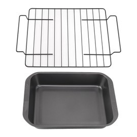 Roast Pan with Rack Rectangle Broiling Pan Carbon Steel Iron Handle Anti Stick Dishwasher Safe Baking Pan for Turkeys