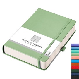 AHGXG Lined Journal Notebook, 320 Numbered Pages Thick Journal for Women, A5 Notebook College Ruled, 100gsm Thick Paper, Faux Leather Hardcover, for Writing Work, 5.75'' X 8.38''-LightGreen
