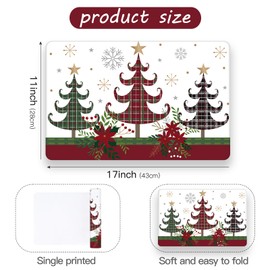 RUSPEPA 50 Pack Paper Place Mats, Christmas Plaid Tree Design Disposable Paper Placemat for Kitchen, Dining, Christmas Decoration，Party - 11 x 17 Inches