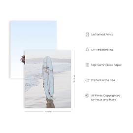 HAUS AND HUES Beach Wall Art - Set of 4 Ocean Decor Prints | Nautical Themed Beach Wall Decor | UNFRAMED (Blue, 11 x 14)