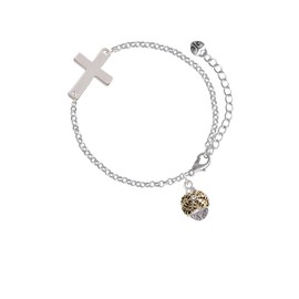 Delight Jewelry Goldtone Snowflake with Crystal Spinner - Silvertone Cross Link Bracelet, 6"+2" Extender