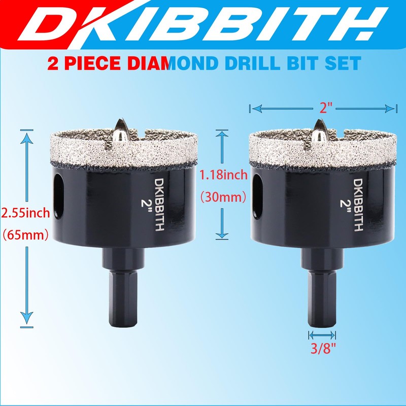 2" Diamond Hole-Saw Bits with Pilot Drill Bit - 2pc