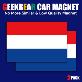 GEEKBEAR National Flag Car Magnet (Netherlands, 2 Pack) - Reflective Waterproof Durable Magnetic Sign - 6 x 4 in