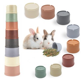 8 PCS Stacking Cups, Rabbit Stacking Cups, Stacking Cups for Rabbits-Bunny Toys for Hiding Food and Playtime Fun, Stack Up Cups For Rabbits Small Animals, Multi-Coloured and Various Sizes