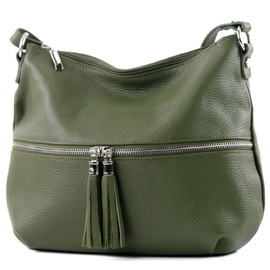 modamoda de - T159 Italian Leather Shoulder Bag, Olive Green2021