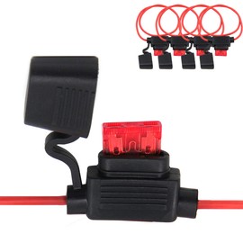 ZOOKOTO Inline Fuse Holder, ATC/ATO 16 AWG Gauge Copper Wire Car Auto Blade Fuse Waterproof with 10 AMP Fuse(5 Pack