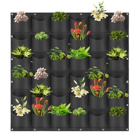 LITLANDSTAR Hanging Planter Bags, 36 Pockets Hanging Vertical Wall Mounted Planter Planting Grow Bags, Gardening Vertical Greening Flower Container Plant Pouch Storage Bags(1m×1m, Black)