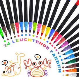 JOYIT Children's Felt Tip Pens, Watercolour Pens with Two Tips, Brush Pen Set, Brush Pens and Fineliner Set for Gift Girls, Children, Colouring, Drawing, DIY, Journaling, Scrapbooking