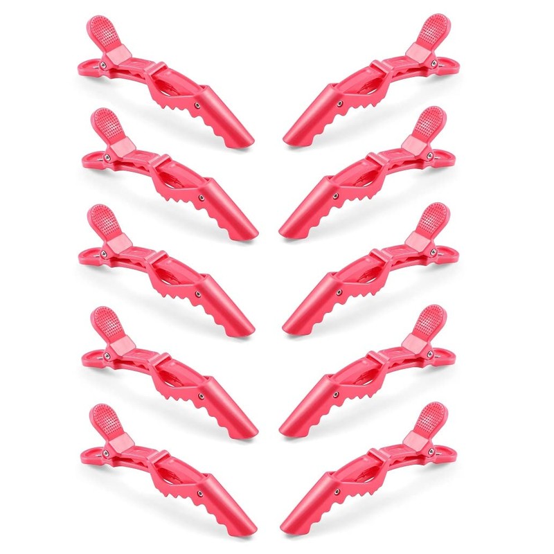Juego de 10 clips de cocodrilo multicolor de plástico transparente