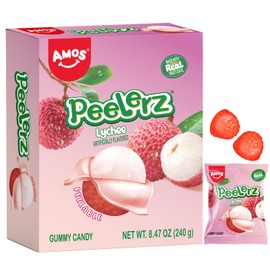 Amos Peelable Lychee Candy, Peelerz Gummy Lychee Peeling Candy, 8.47oz Pack