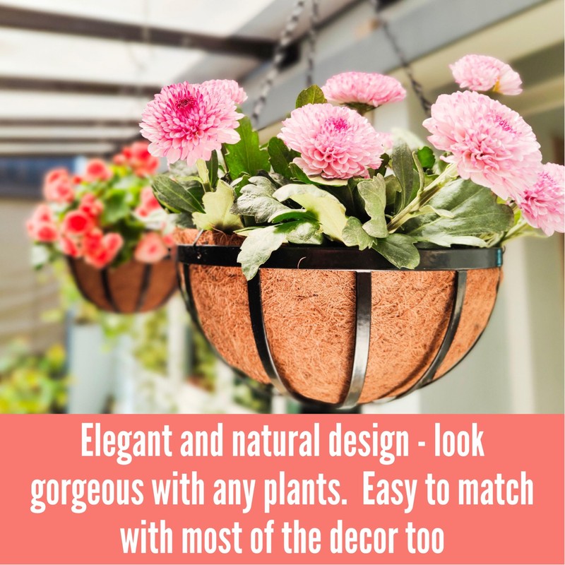 LaLaGreen Outdoor Hanging Baskets for Plants (2 Pack, 20 Inch)