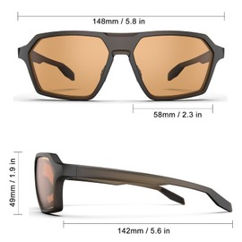 [HAAYOT] Polarized Sunglasses Men Women Sports Sunglasses 100% UV Protection Flexible Lightweight TR90 Frame Sunglasses, Matte Clear Dark Brown & Brown