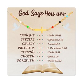 NOMOKOS God Says You Are Cross Bracelet For Women -18k Gold Plated Bead Bracelet,Religious & Christian Gifts For Women,Confirmation Baptism,Mothers Day