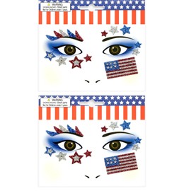 Totelux 4th of July Face Tattoos Glitter Star American Flag Face Eye Stickers Red Blue White Temporary Tattoo for Adult kids Makeup Decoration Independence Day Parade Patriotic Party Supplies