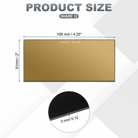 PATIKIL Gold Welding Glass Lens Shade 12, 2" x 4.25" Hardened Helmet Filter Darkening Glass Welding Hood Lens for Weld Helmet Hood Covers Replacement