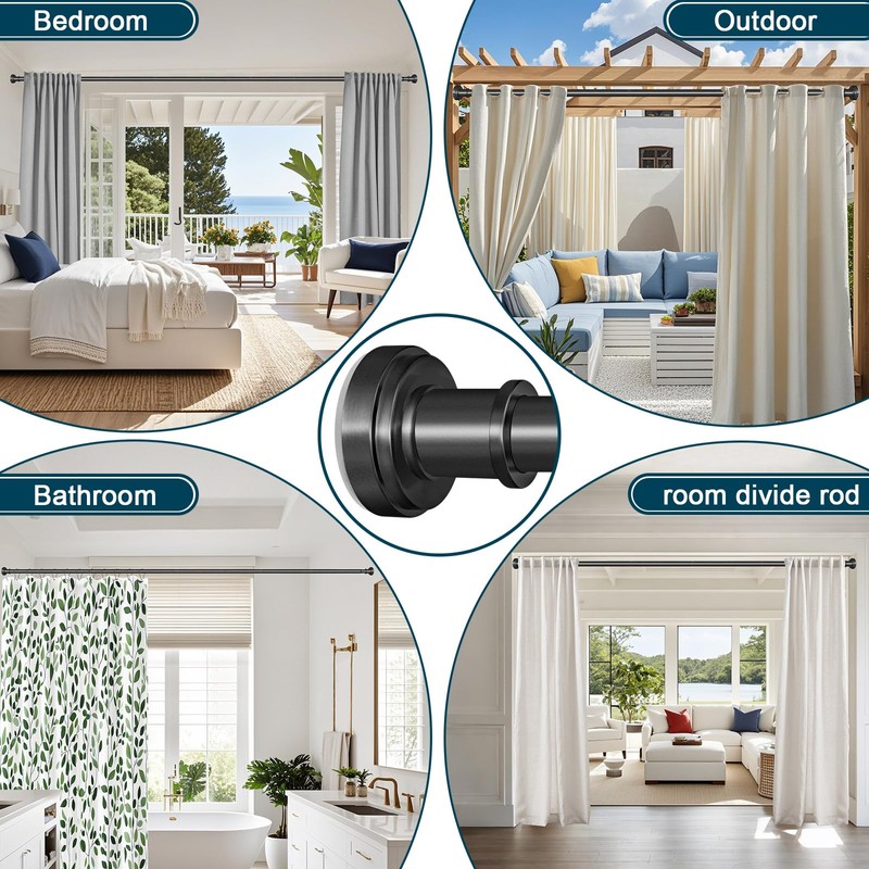 Black Shower Curtain Rod 36-84 Inch(3-7ft) Never Rust No Drilling