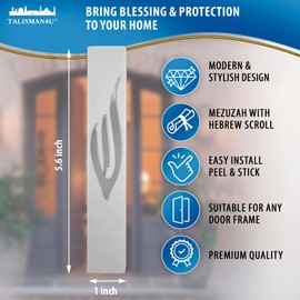 TALISMAN4U Waterproof Mezuzah Case with Scroll Silver Hebrew Shin Classic Design Israel Judaica Gift Protection Door Mezuza for Home 5 inch (White)