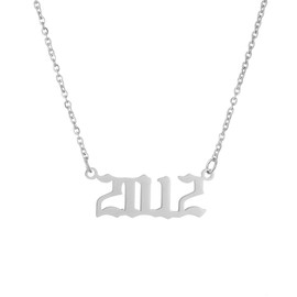 AFSTALR Birthday Year Necklace Women Silver Pendant Jewellry Birthday Gifts Custom Year 2012 Silver