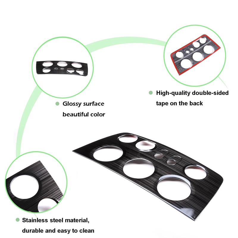 PIUGILH Center Console Panel Trim Stainless Steel Interior Decoration Accessories