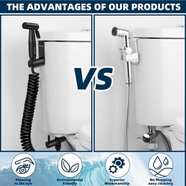 Fat-Cattie Handheld Bidet Sprayer for Toilet, Bidet Holder, Portable Pet Shower, Bathroom Stainless Steel Spray for Personal Hygiene with Hook in Black