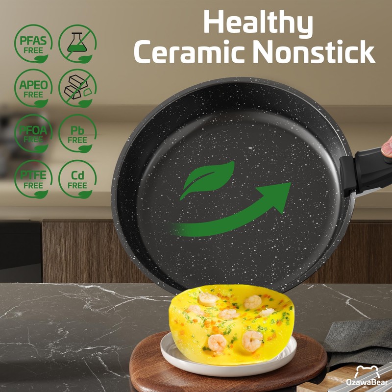 OzawaBear 26 Pcs Pots and Pans Set Non Stick, Ceramic