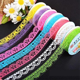 La Tartelette Roll Decorative Sticky Adhesive Lace Cotton Washi Tape for DIY Craft - Pack of 7 Pcs