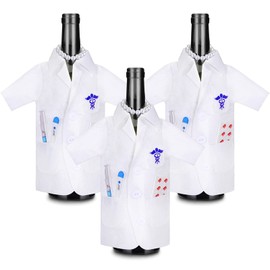 Geiserailie 3 Pieces White Coat Ceremony Gifts Wine Bottle Shirt Cover Bag Felt Wine Bag Nurses Gifts for Graduation Optometry Party Nurse Practitioner Gifts (Women)