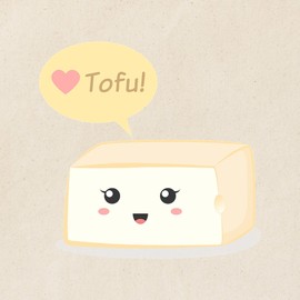 CafePress Kawaii Tofu Asking People To Love Tofu Tote Bag Reusable Natural Beige Canvas Shopping Bag