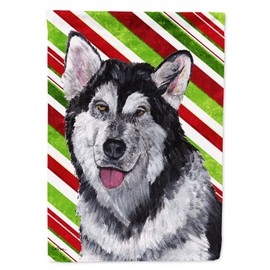 Caroline's Treasures SC9490GF Alaskan Malamute Candy Cane Holiday Christmas Garden Flag Mailbox Flag Decorative Yard Flag Banner Outside Patio Artwork Yard Flower Beds, Garden Size, Multicolor