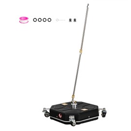 ROADFAR 16 Pressure Washer Surface Cleaner with 4 Wheels W/ 2 Extension Wands Black
