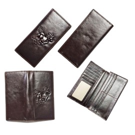 AurexaFashion Genuine Leather Bifold Long Wallet for Men, Retro Vintage Embossed Clutch with Zipped Coin purse & Credit card Slots. RFID Blocking. Horse- Coffee