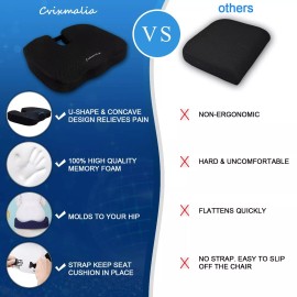 Cvixmalia Seat Cushion Premium Memory Foam Non-Slip Coccyx Tailbone Cushion for Office ...