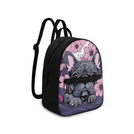 HUGS IDEA French Bulldog Backpack for Women Mini Backpacks Purse for Lady Small Back Pack Dog Shoulder Bag for School Travel Vacation Min Casual Daypack Handbag for Travel