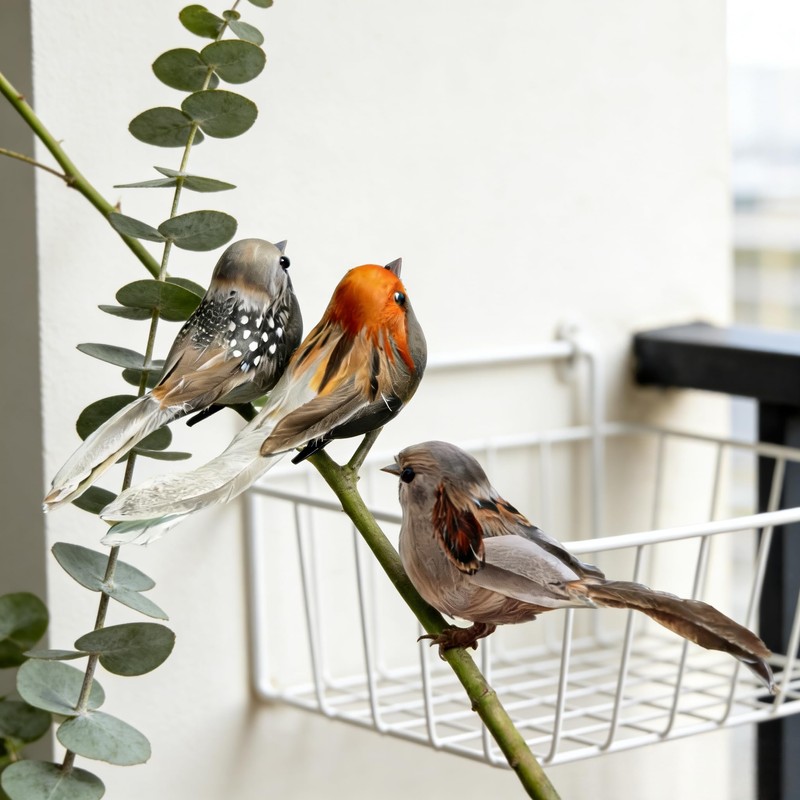 TUESMEILL Artificial Birds for Crafts Clip On Bird Ornaments Artificial