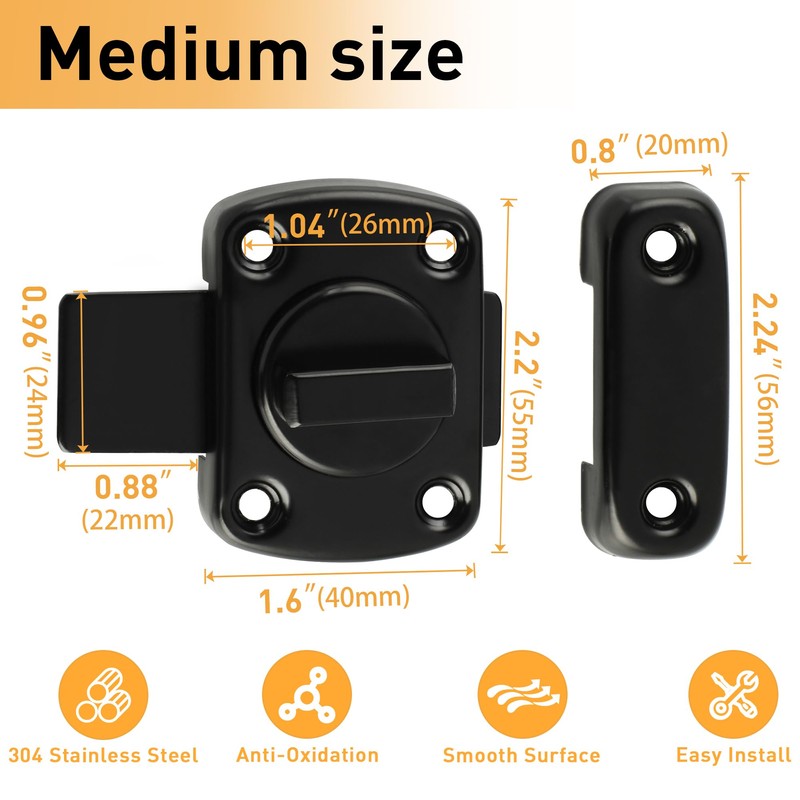 Alise Gate Latch Slide Bolt Latches Lock,Safety Double Sided Rotate