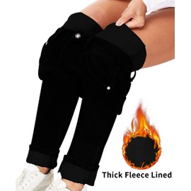 Women's Fleece Lined Jeans Thermal Flannel Lined Jeans Winter Warm Thicken Skinny Stretch Denim Pants (Black, US 12)