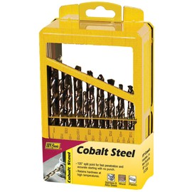 IVY Classic 04193 21-Piece Cobalt Steel Drill Bit Set, 135-Degree Split Point, Sturdy Metal Case
