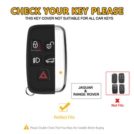 FT FUNTOR Key Fob Cover for Range Rover,5 Buttons TPU for Land Rove Key Fob Cover with Golden Edge,Compatible with Land Rove LR4 Range Rover Sport Evoque Jaguar XJ F-pace (B-White)