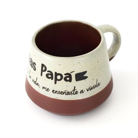 Taza Aurora. "Gracias papá, porque no solo me diste la vida, me enseñaste a vivirla". 530 ml, Regalos para Papá, Abuelito.Día del Padre.Cerámica de Alta Temperatura. Hecha a Mano. Hecha en México.