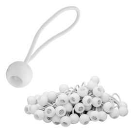ECENCE 50x Bungee Cords with Balls, Tarp Tie Down Straps, Ball Bungee Cord, Bungee Loop for Camping, Cargo, Tent, Holding Wire White