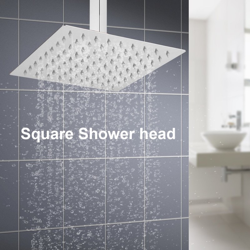 Jeffergarden 8 inch square ultra-thin stainless steel shower head rain