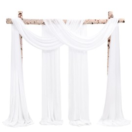 Wedding Arch Draping Fabric,2 Panels 28" x20ft Cream White Wedding Arch Drapes for Ceremony Chiffon Fabric Drapes Arbor Drapery Wedding Arch Decorations for Reception Sheer Backdrop Curtains for Party
