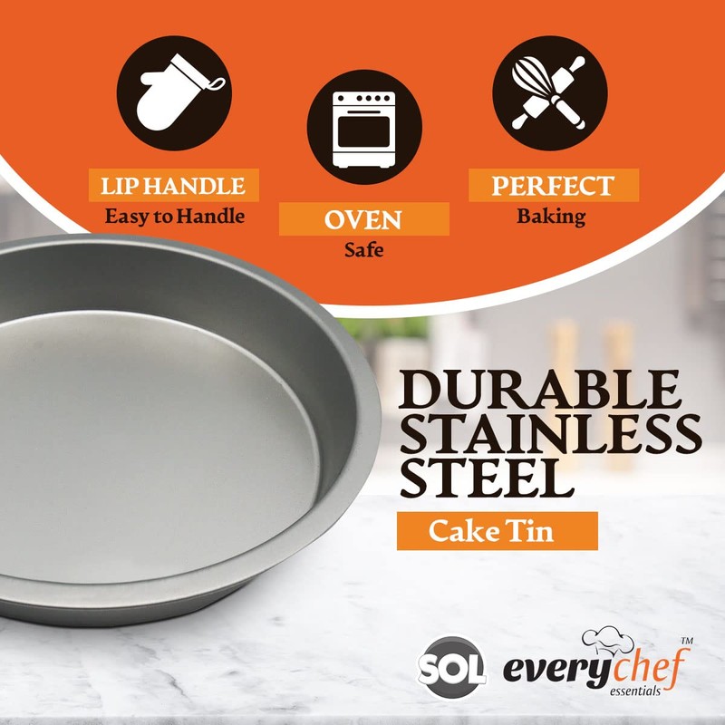 2pk 8 Inch Cake Tin | Durable Stainless Steel Round